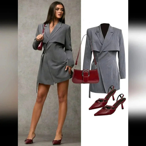 Women Spring And Autumn Casual Solid Color Lapel Wrap Suit Jacket Fall Women Clo - Picture 1 of 7